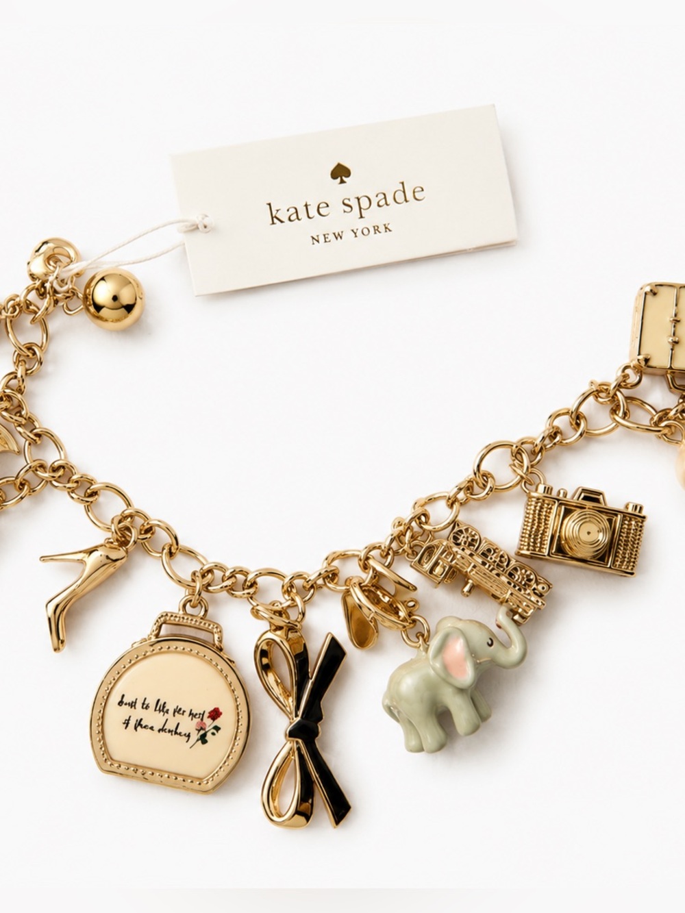 NWT kate spade Gold-Tone Travel & Whimsy Charm Bracelet